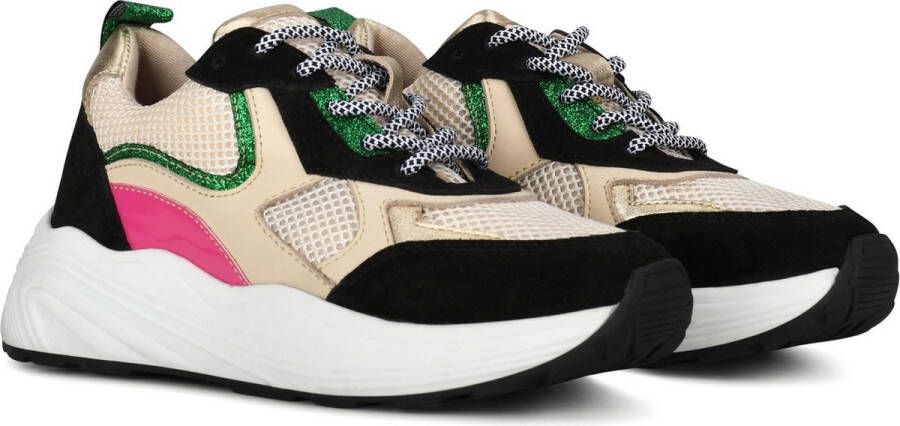 PS Poelman TRIANGLE Dames Sneakers Zwart met combinatie