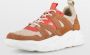 PS Poelman Year Dames Leren Chunky Runner Sneaker van Mesh en Suéde Bruin Beige Rood - Thumbnail 10