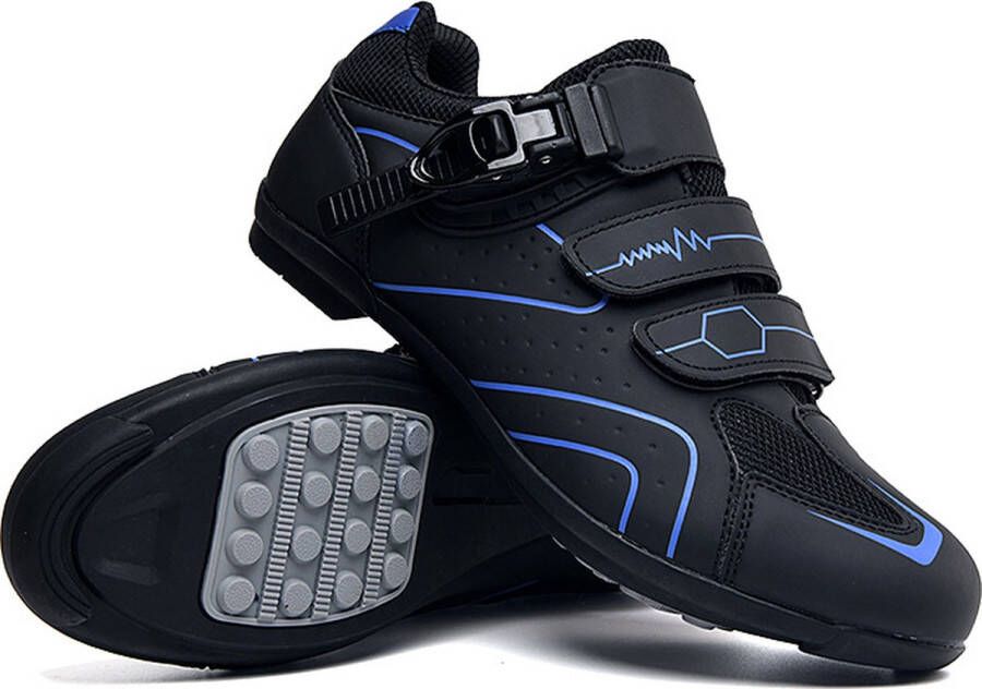 RAMBUX Fietsschoenen MTB Schoenen Heren & Dames Zwart Blauw Platte Zool Wielrenschoenen Klikschoenen Mountainbike Racefiets