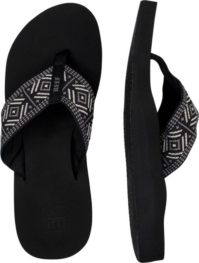 Reef Spring Woven Black White Dames Slippers Zwart Wit