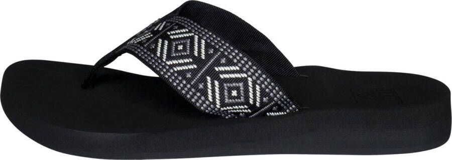 Reef Spring Woven Black White Dames Slippers Zwart Wit