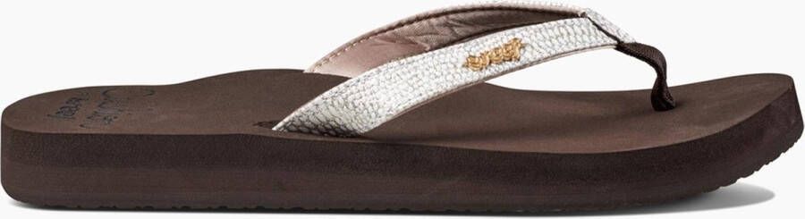 Reef Star Cushion Sassybrown White Dames Slippers Bruin Wit