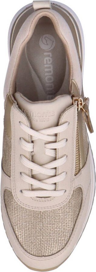 Remonte Beige Metallic Glitter Sneaker met Rits Beige Dames - Foto 13