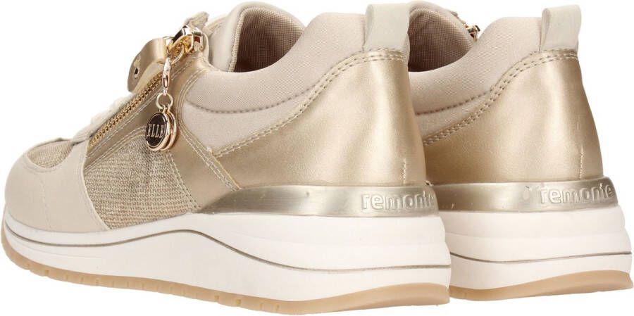 Remonte Beige Metallic Glitter Sneaker met Rits Beige Dames - Foto 14