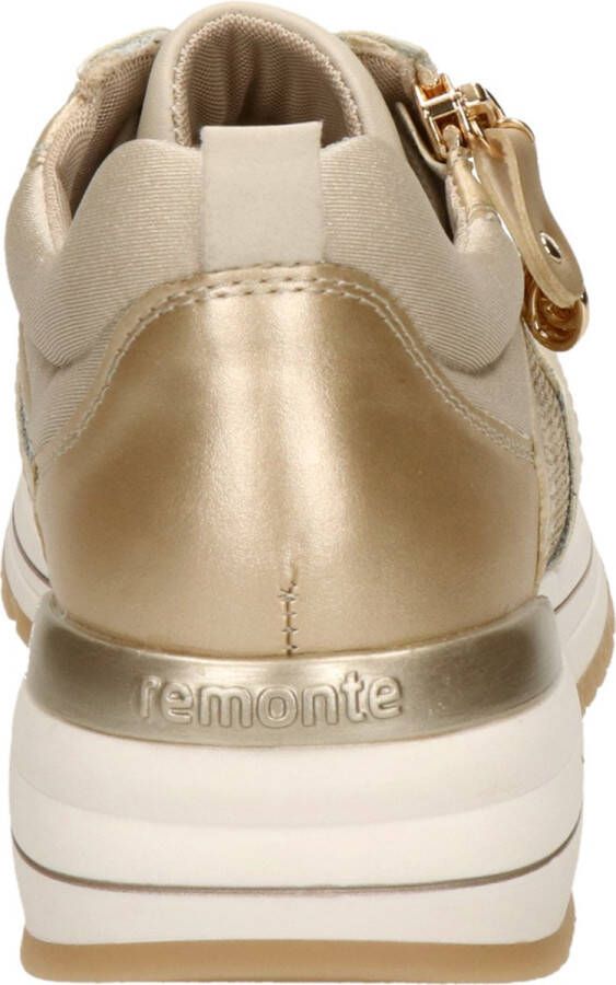 Remonte Beige Metallic Glitter Sneaker met Rits Beige Dames - Foto 9