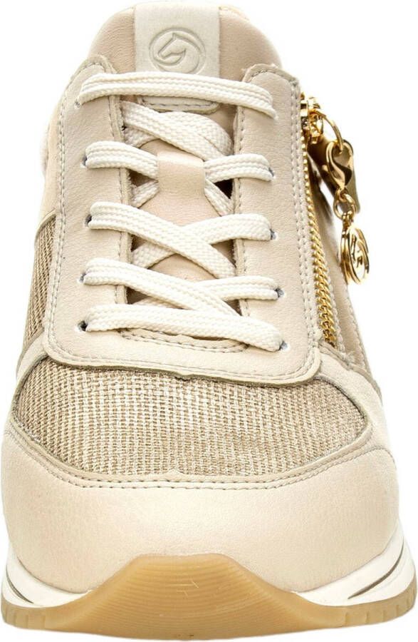 Remonte Beige Metallic Glitter Sneaker met Rits Beige Dames - Foto 10