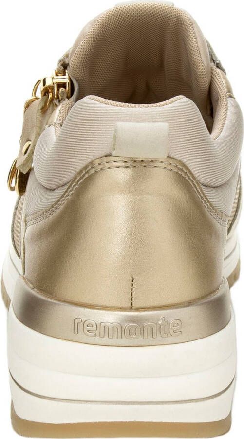 Remonte Beige Metallic Glitter Sneaker met Rits Beige Dames - Foto 11