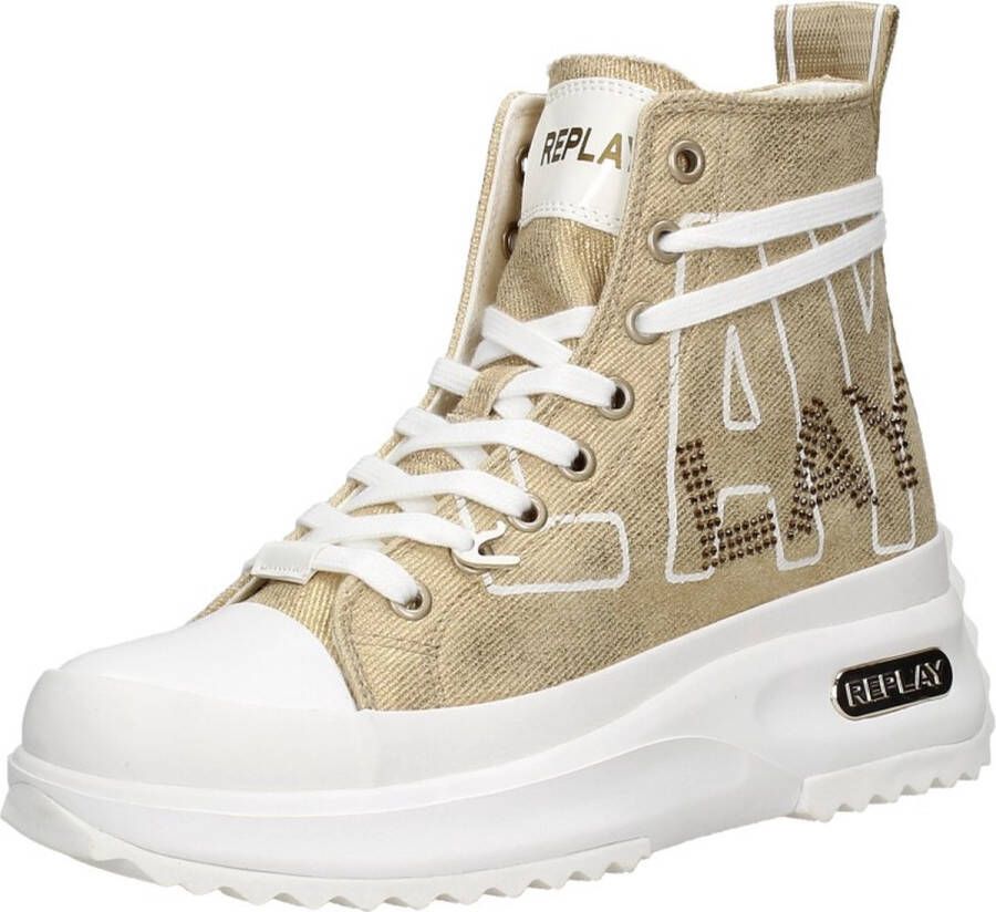 Replay Aqua Print 2 Sneakers Hoog beige