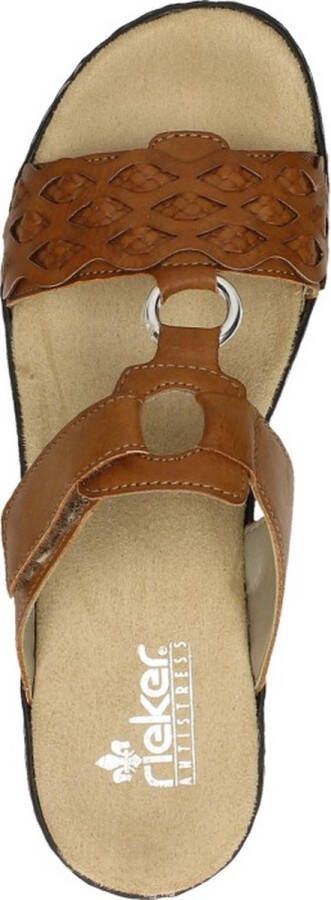 Rieker -Dames cogna caramel slippers & muiltjes