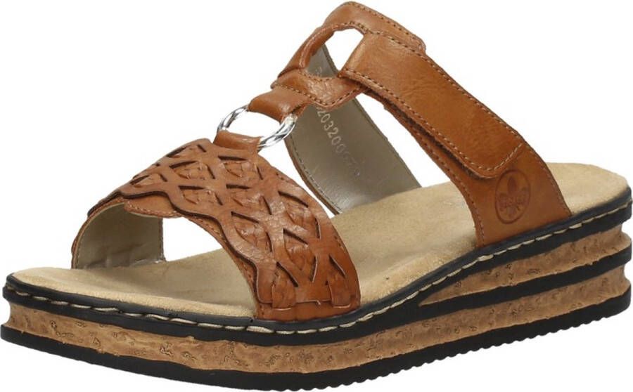 Rieker -Dames cogna caramel slippers & muiltjes