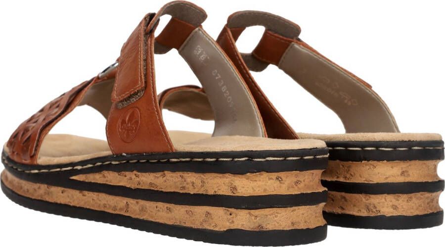 Rieker -Dames cogna caramel slippers & muiltjes