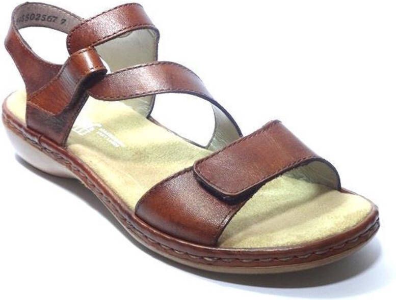 Rieker Dames sandalen Plat cognac