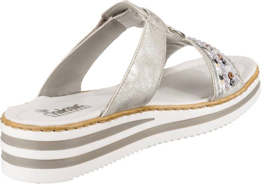 Rieker -Dames zilver slippers & muiltjes