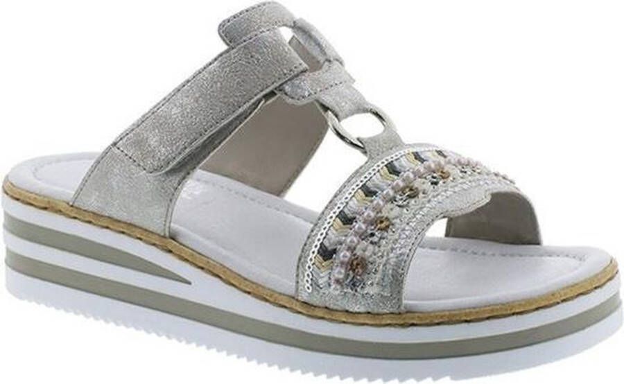 Rieker -Dames zilver slippers & muiltjes