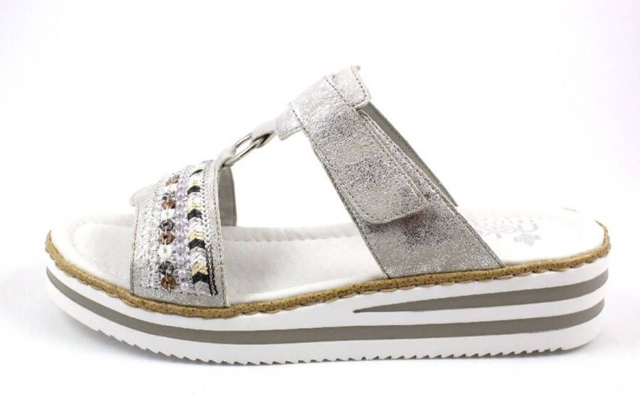 Rieker -Dames zilver slippers & muiltjes