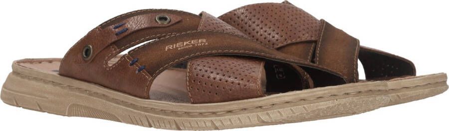 Rieker Bruine Gekruiste Banden Leren Slipper Brown Heren - Foto 5