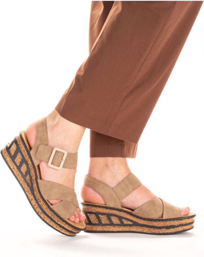 Rieker Sandalen met hak beige Synthetisch Dames