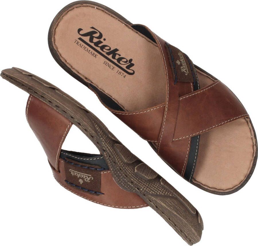 Rieker Slippers cognac Leer Heren