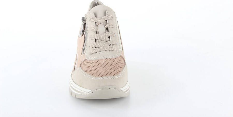 Rieker Witte Leren Sneaker met Dierenprint Accenten en Rits Beige Dames - Foto 9