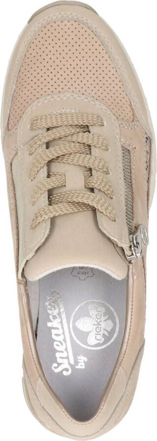 Rieker Witte Leren Sneaker met Dierenprint Accenten en Rits Beige Dames - Foto 14