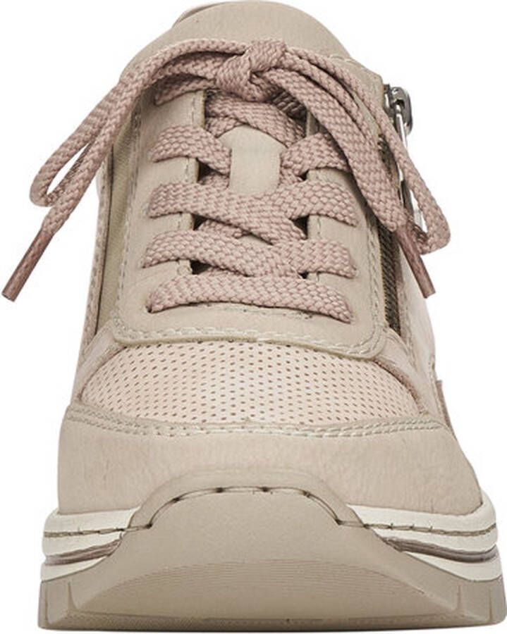 Rieker Witte Leren Sneaker met Dierenprint Accenten en Rits Beige Dames - Foto 7