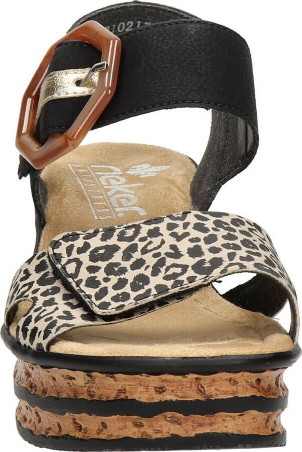 Rieker T60 Leopard Sandalen zwart Synthetisch Dames