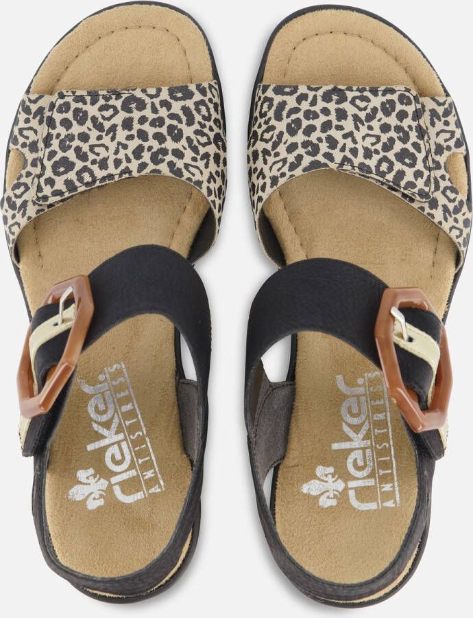 Rieker T60 Leopard Sandalen zwart Synthetisch Dames