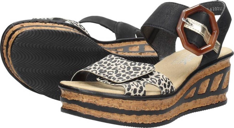 Rieker T60 Leopard Sandalen zwart Synthetisch Dames