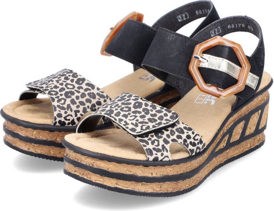 Rieker T60 Leopard Sandalen zwart Synthetisch Dames