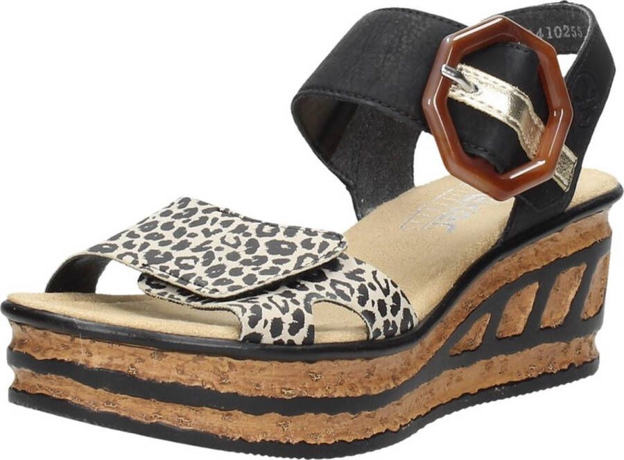 Rieker T60 Leopard Sandalen zwart Synthetisch Dames