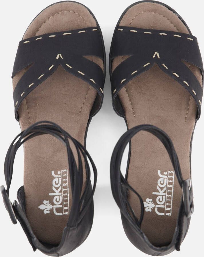 Rieker T60 Sandalen met hak zwart Nubuck Dames