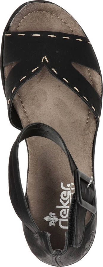 Rieker T60 Sandalen met hak zwart Nubuck Dames