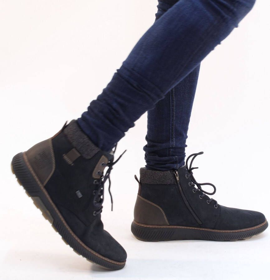 Rieker Tex Veterboots blauw Nubuck