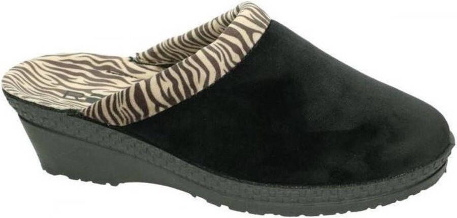 Rohde Pantoffel 2465 Zwart Zebra Print