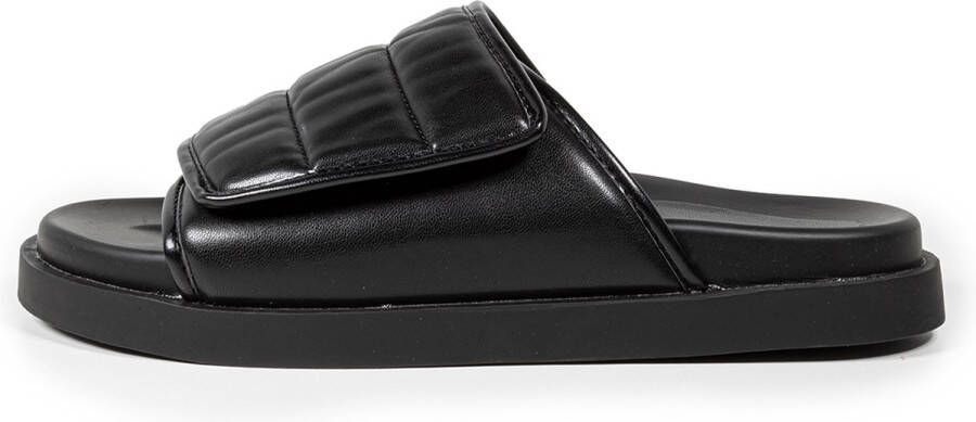 Romika Covered Footbed Quilted Upper Velcro Slide Men ZWART