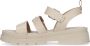 Sacha Dames Beige leren plateau sandalen met gespen - Thumbnail 7