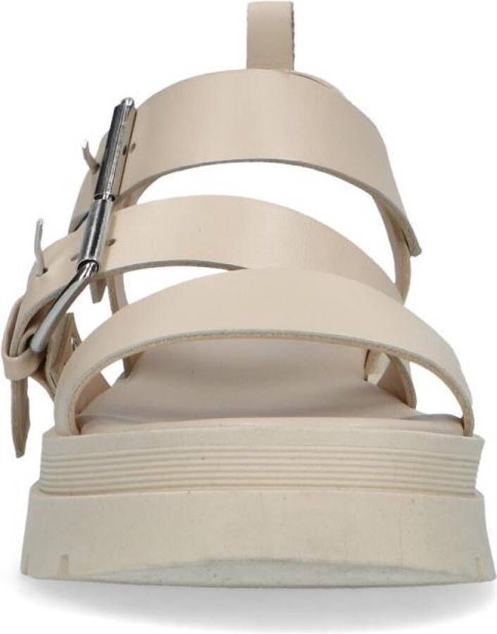 Sacha Dames Beige leren plateau sandalen met gespen - Foto 8