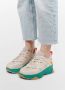 Sacha Dames Beige leren platform sneakers met groene zool - Thumbnail 10