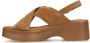 Sacha Dames Gognac leren plateau sandalen - Thumbnail 6