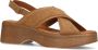 Sacha Dames Gognac leren plateau sandalen - Thumbnail 7