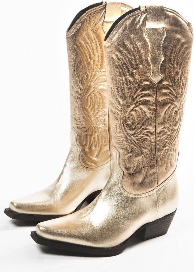 Sacha Dames Goudkleurige metallic cowboylaarzen