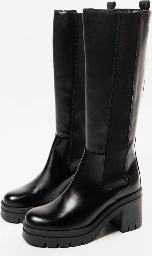 Sacha Dames Hoge zwarte chelsea boots met blokhak