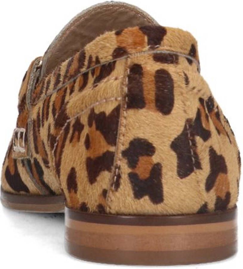 Sacha Dames Leren luipaardprint loafers met goudkleurige gesp