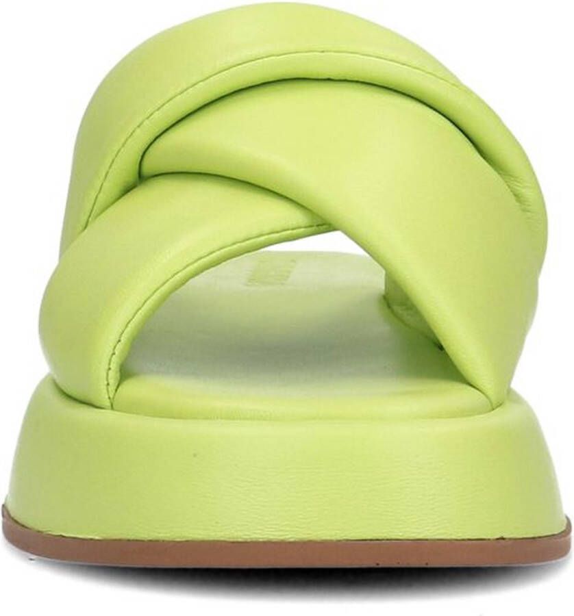 Sacha Dames Limegroene plateau slippers