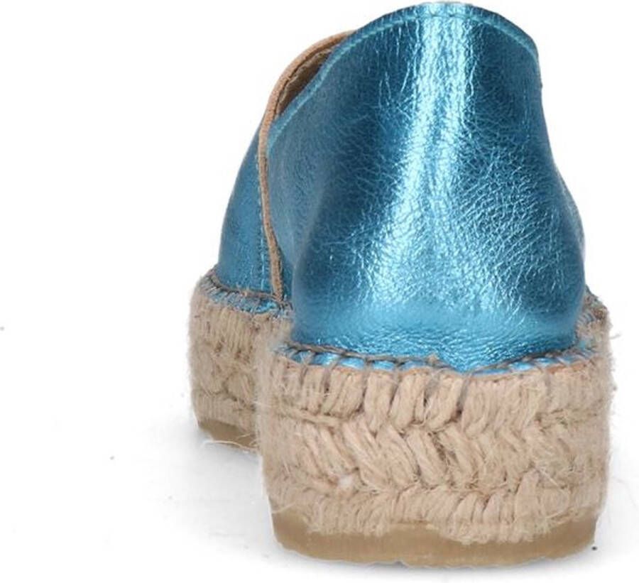 Sacha Dames Metallic blauwe leren espadrilles