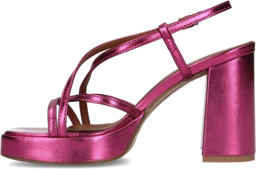 Sacha Dames Roze metallic sandalen met hak