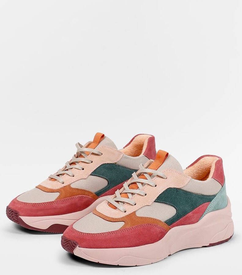 Sacha Dames Roze multicolor suède sneakers