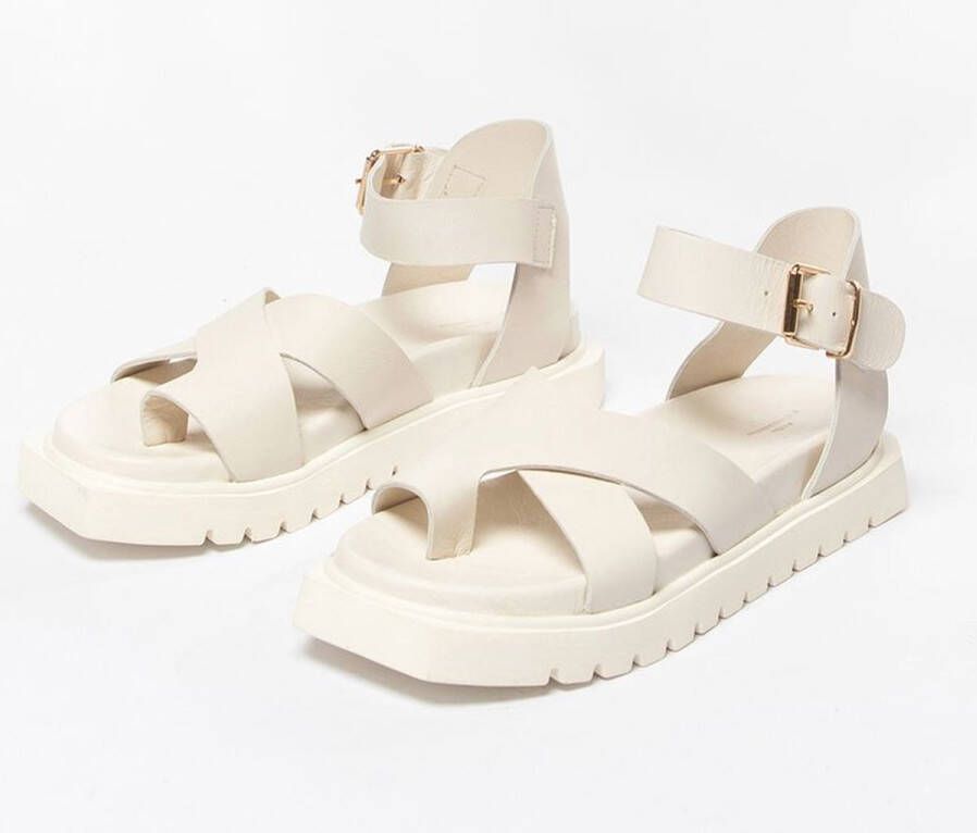 Sacha Dames Witte leren plateau sandalen - Foto 6