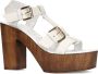 Sacha Dames Witte leren sandalen met plateau hak - Thumbnail 5