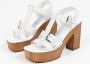 Sacha Dames Witte leren sandalen met plateau hak - Thumbnail 8